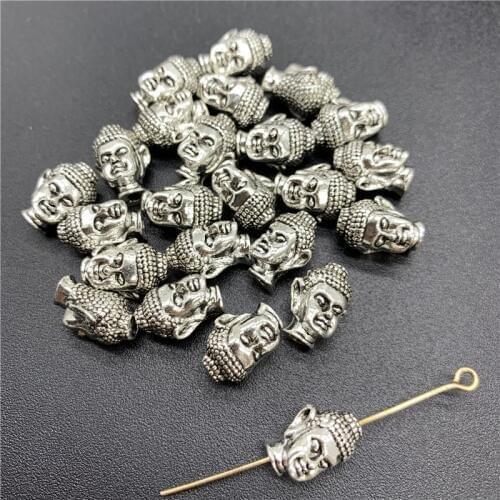 5pcs 8x12mm Alloy Beads Cap Ancient Silver Charms Buddha head Shape Pendant Charms For Jewelry Making DIY Accessories