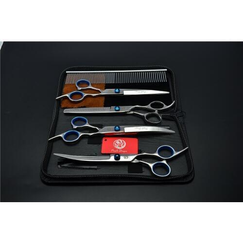 5Pcs Suit 6.0 Inch 17.5cm Professional Hair Hairdressing Scissors Comb + Cutting Shears + Thinning + Up&ampDown Curved Shears