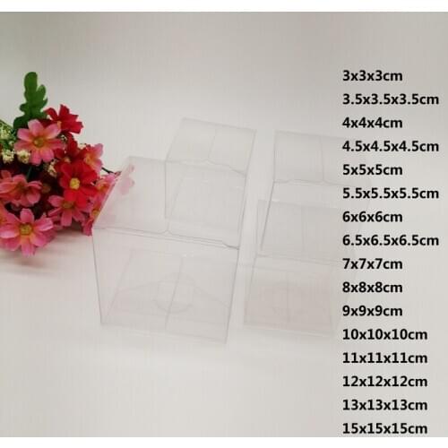 50pcs Square Plastic Box PVC Clear Transparent Box for Cakes Candy Christmas Gift Birthday Wedding Jewelry Packaging Storage Box
