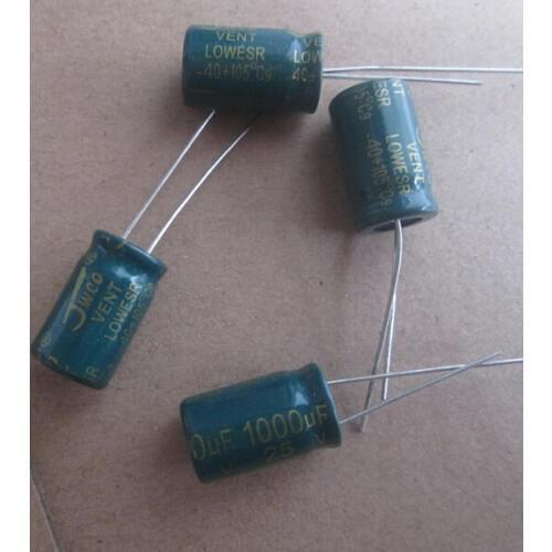 LOW ESR JWCO 25v 1000uf Aluminum Electrolytic Capacitor 10*17mm