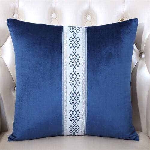 Velvet Classical Floral Patchwork Cushion Cover High-grade Sofa Bed Office Throw Pillowcase Solid Pure Color Waist Pillow Cover