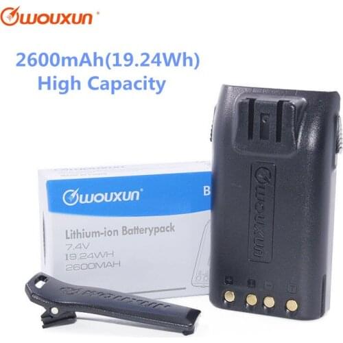 WOUXUN BLO-007 DC 7.4V 2600mAh HIGH Capacity Li-ion Battery Pack for WOUXUN KG-UVD1P KG-UV6D with Belt Clip Walike Talkie