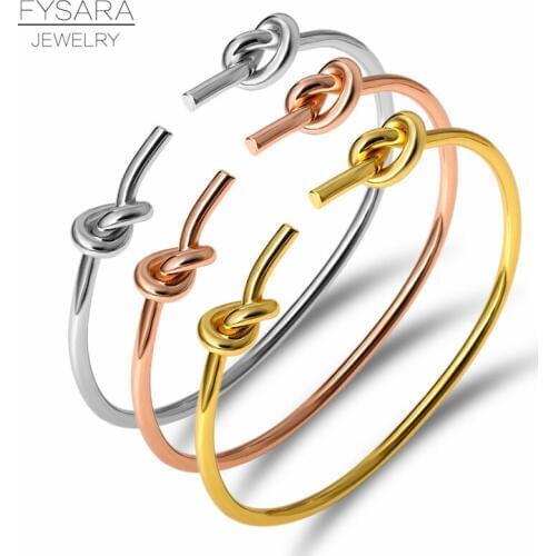 FYSARA Classic Brand Nail Knot Bracelets & Bangles Simple Gold Thin Cuff Bracelet For Women Jewelry Wedding Pulseiras Lover Gift