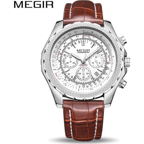 MEGIR Top Brand Luxury Quartz Men Watch Fashion Luminous Hands Leather Business Wrist Watches Men Clock Hour Relogio Masculino