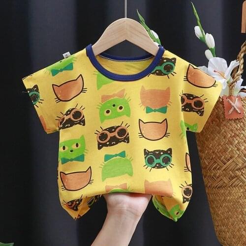 Children T-shirt Kids Summer Thin Breathable Tops Boys Cartoon Print T-shirt Girls Casual Clothes Boys T Shirts Girls Tops