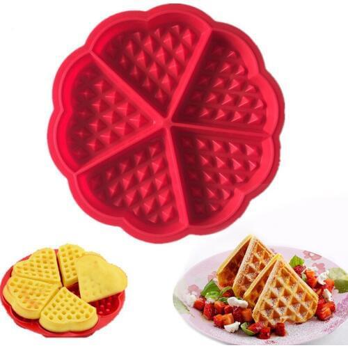 DIY Heart Shape Waffle Mold 5-Cavity Silicone Oven Pan Baking Cookie Cake Muffin Cooking Tools Kitchen Accessories Supply