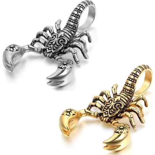 Mens Vintage Punk Necklaces Pendants Carved Scorpion Pendant Necklace Leather Cord Chain Short Necklace Women Men Jewelry