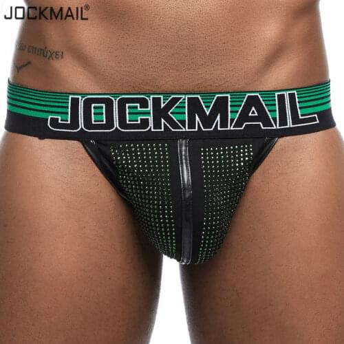 JOCKMAIL Sparkling stage wear Crotch G-strings Men Underwear Sexy Gay Penis tanga Short Male Underwear Slip Thongs Jockstrap