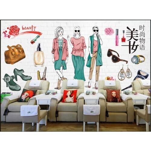 Custom photo mural 3d wallpaper Hand drawn cosmetics shop fashion shop tooling living room wallpaper for walls 3 d in rolls