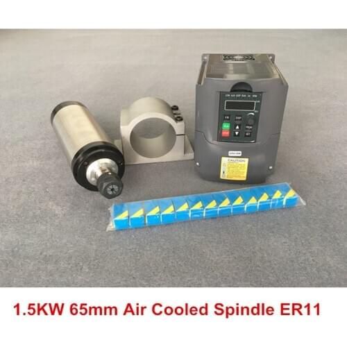1.5KW ER11 65mm Air Cooled Spindle Milling 4 bearing + 1.5KW220V VFD + 13pcs ER11 Chuck