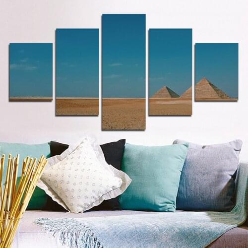 Blue Sky and Beach Decorative Canvas Painting 5Pcs Landscape Poster Hd Printable Customizable Frameless Style Wall Art