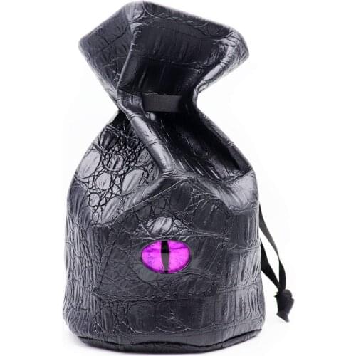 Haxtec dnd Dice Bag Drawstring Leather DND Dice Pouch Storage Bag for D&D Dice(Purple Eye-L)