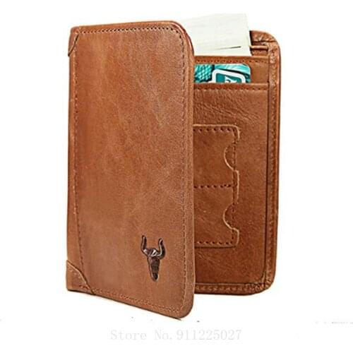 Xiaomi Mens Leather Wallet Short Money Bag Multi-Card Position First Layer Cowhide Wallet Womens Card Holder Coin Purses