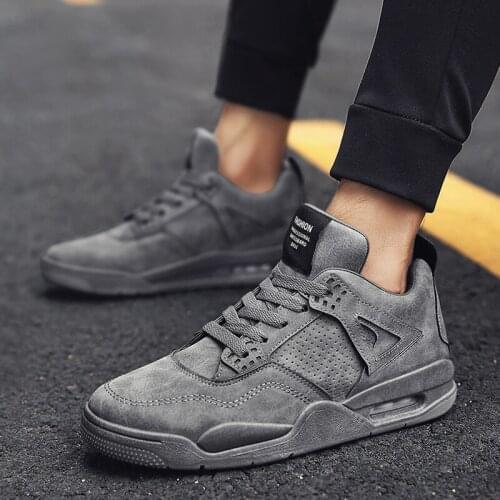 39-45 large size retro sneakers mid-cut solid color sports casual mens shoes
