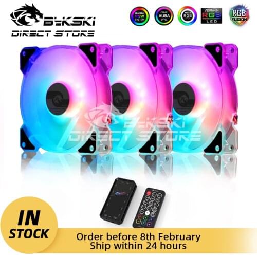 Bykski RGB Fan Combo 12CM 5V Chassis Fan Kit Symphony Controller Support AURA Water Cooler Mod 120mm A-RGB PC Cooler CF-APRBW-V3