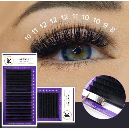 LAKANAKU Individual Eyelash Extension Professional Eyelash Extension Private Label Matte Black Lash Extension Makeup Volume Tray