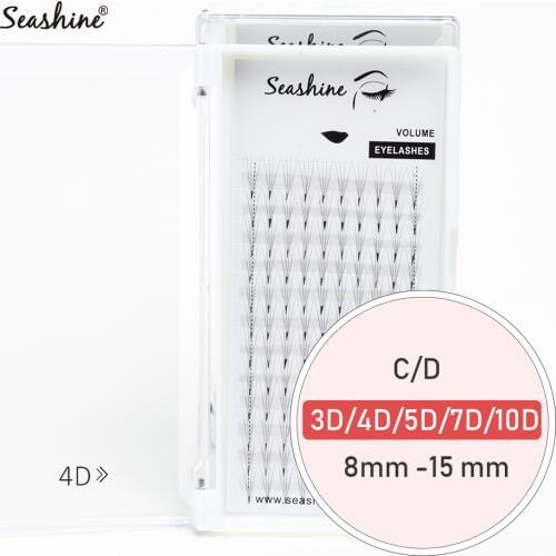 Seashine Tape Middle Short Stem Russian Volume Lash Extension Premade Fans 2D-10D 0.07 C Curl Mink Eyelashes Extensions