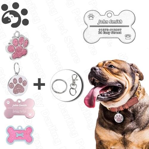 LHUANG 2020 New Pet Accessories Customized Name Tags Dog ID Tags Engraved Metal Tag for Small Dogs Name Collar for Cat Puppy