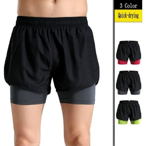 2 in 1 Mens Marathon Running Shorts Gym Trunks S-3XL Man Gym Short Pants Short Sport Cycling Shorts with Longer Liner Plus Size
