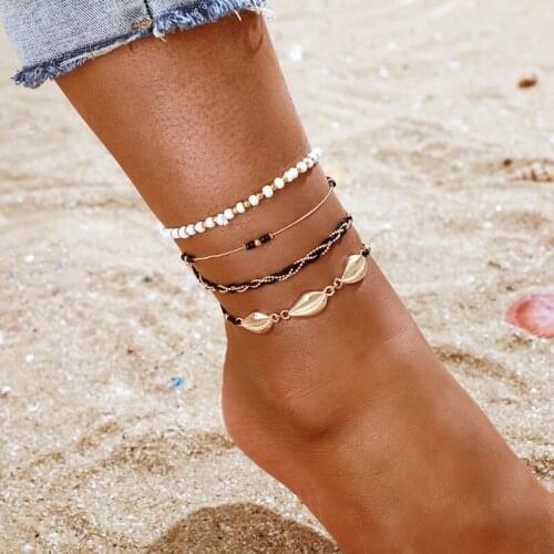 Bead Shell Foot Chain Set Bohemian Ankle Bracelets Foot Jewelry Anklets Bijoux Femme 2021 Beach Accessories Tobillera