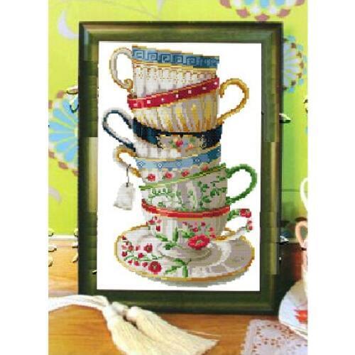 Top Grade Set for Counted Cross Stitch kits 14ct unprinted Coffee Cup Restaurant Kitchen Decoration European Embroidery