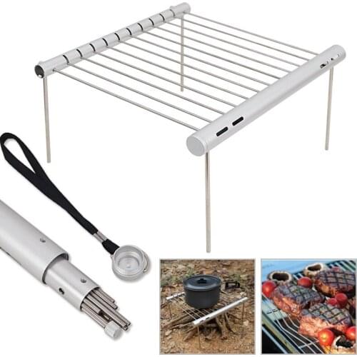 Outdoor Mini Portable BBQ Grills Stainless Steel Aluminum alloy Collapsible Barbecue Stand Camping Picnic Pocket Folding Tools