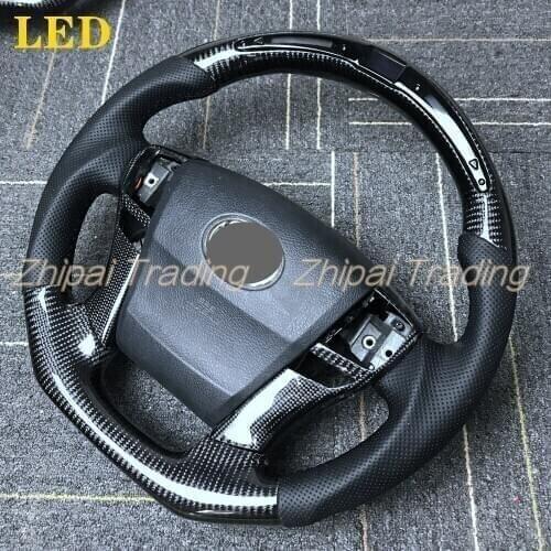 Customizable LED carbon fiber steering wheel with perforated leather & Alcantarar For Toyota Reiz replacement