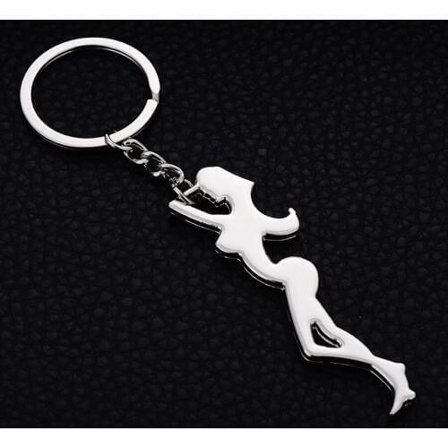 Creative Trinket Fashion Beauty Bottle Opener Styling Metal Keychains Alloy Keyring Charm Jewelry Pendant Key Holder Gift J055