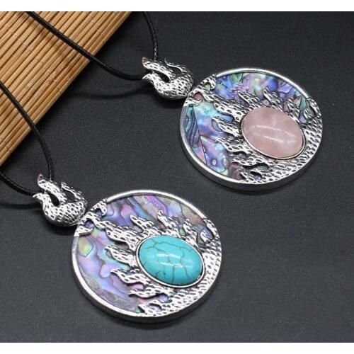 New Fashion Natural Abalone Shell Pendant Necklaces for Women Jewelry Flame Rose Quartzs Handmade DIY Necklace Exquisite Gift
