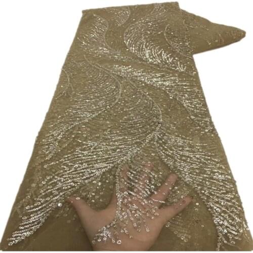 Latest African Net Lace Fabrics 2021 High Quality Floating flowers Embroidery with Beads Sequins French Lace For Wedding XZ-260