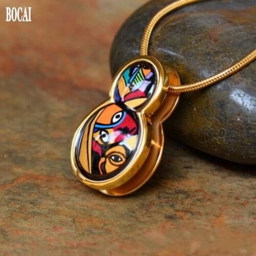 2020 BOCAI Girl Series New Cloisonne Jewellery Fashion Enamel Gourd Pendant Woman Pendant