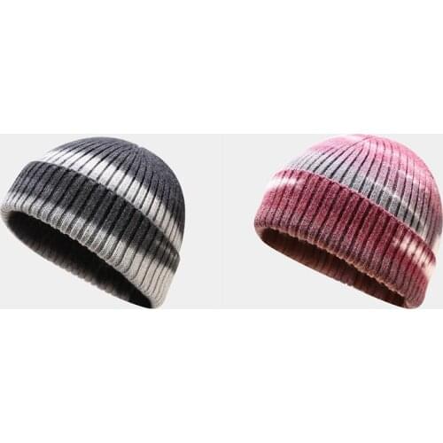 2020 New Fisherman Beanie Women Winter Hats Beanies for Ladies Tie Dyed Bonnets Men Hip Hop Cap Short Hat Knitted Skullcap Gift