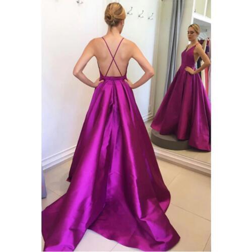 New arrival Evening Dresse Formal vestido noiva sereia prom party robe de soiree gown sexy V-neck satin Spaghetti gown dresses