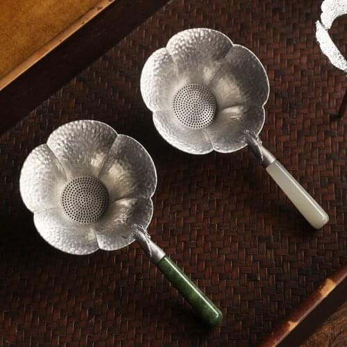 Manual Pure Tin Tea Funnel Tea Filter Creative Flower Tea Dust Saucer Tea Accessories Gold Mesh Tea Strainer Dolce Fashion