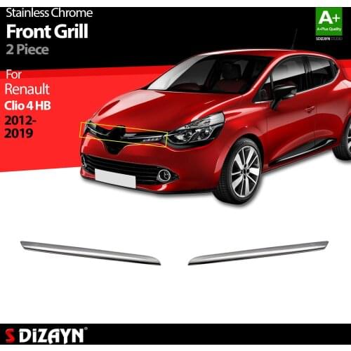 For Renault Clio 4 Chrome Front Grill Stainless Steel 2 Pcs Exterior Car Accessories Parts Auto Products Stickers Styling
