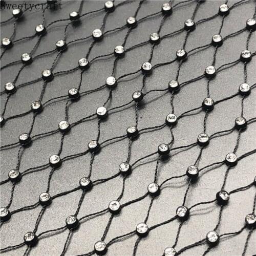 1 yard 36*37 Row Fishnet Mesh Stone Crystal Rhinestone Connection Net Fabric 2021 Ins Hot Designer for DIY Dress Decor