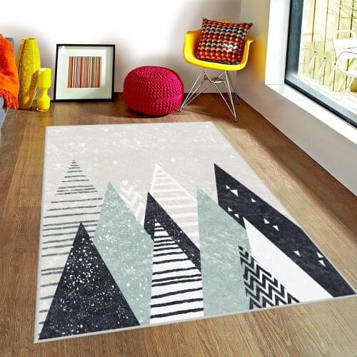 Gri Çocuk Odası Halısı dağ kar yıldız gökyüzü bulut ay siyah beyaz gri halı