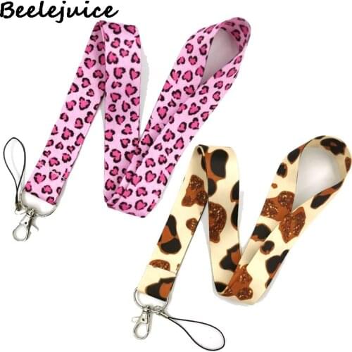 Pink Leopard Pattern Classical Style Lanyary keys 90s Phone Working Badge Holder Neck Straps Phone Hang Ropes webbings ribbons
