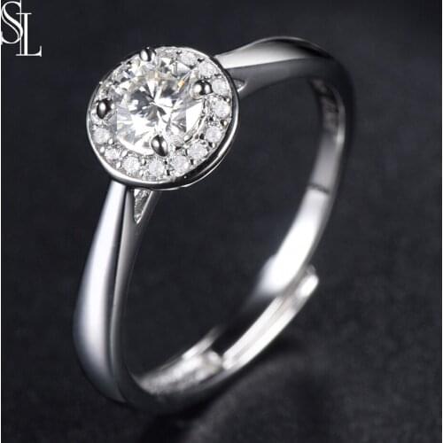 SL 100% 925 sterling silver Square stone Diamond ring finger Brand Created Moissanite Wedding Rings for Women Jewelry