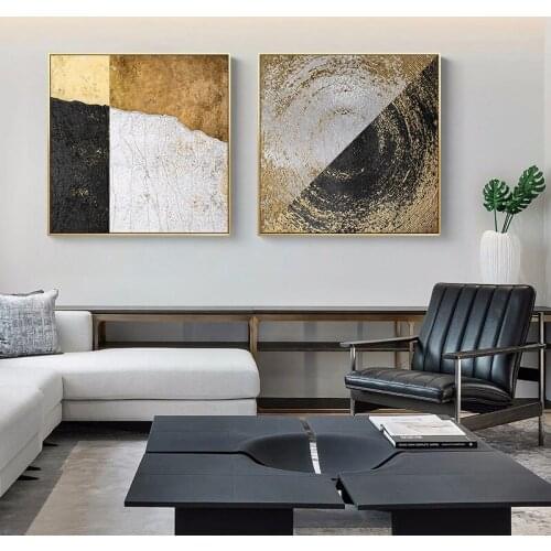 Modern Abstract Gold foil Symmetry Pattern Canvas Art Painting For Living Room Bedroom Posters And Prints Wall Poster Home Decor