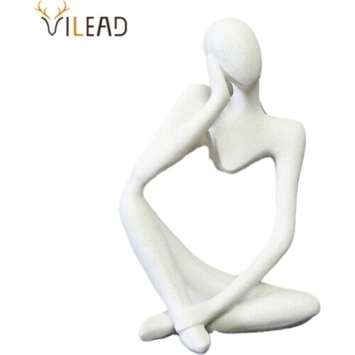 VILEAD Natural Sandstone Meditation Figurine Miniatures Thinker Statuettes Home Decor Creative Souvenirs Gifts for New Year