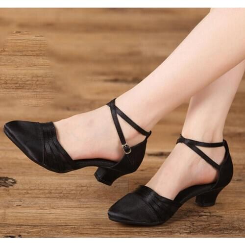 Latin Dance Shoes For Women Ladies Girls Ballroom/Outdoor Sequins Cloth Heeled 3.5/5.5CM Salsa Sandals More Style Dropshipping