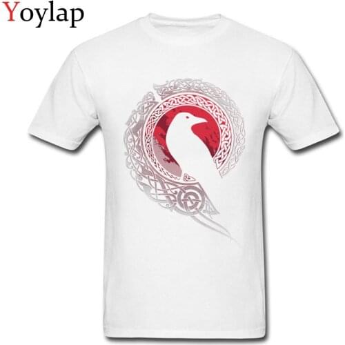 Awesome EDDA Bird Viking Valhalla Odin Design Men Tee Shirt Crewneck Top Cotton T-Shirts Classical Prints
