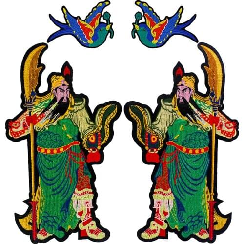 Birds Sew on Patch Embroidery Clothing Punk Motif Applique Beijing Operal Charater DIY Clothes Accessory Scrapbooking Badge 1set