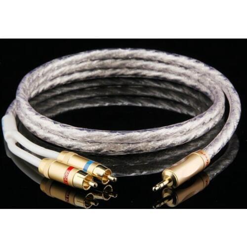 XSSH Audio Stereo 3.5mm to 2 RCA MCA lotus Cord turn double lotus audio line aux car digital cable 3.5mm mobile phone connection