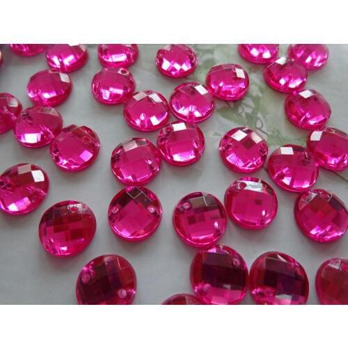 Zbroh 300pcs Round 10mm flatback Sew on rhinestones Rose red gem stones Acryl crystal strass diamond hand sewing beads