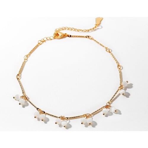 Fashion Ankle Bracelet For Women Gift High Quality Gold Plated Chain Anklets With Opal Stones 2021 Summer