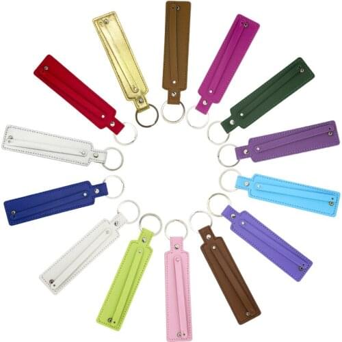 1PC PU leather Keychain with 8mm small belt Fit For 8mm slide charm letters women men Fashion Jewelry gifts