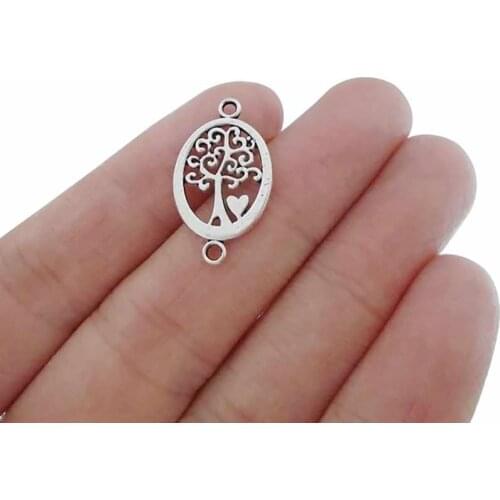 30 x Hollow Oval Tree Heart Connector Charms Pendants Fit DIY Handmade Bracelet Jewelry Making Findings 23x13mm