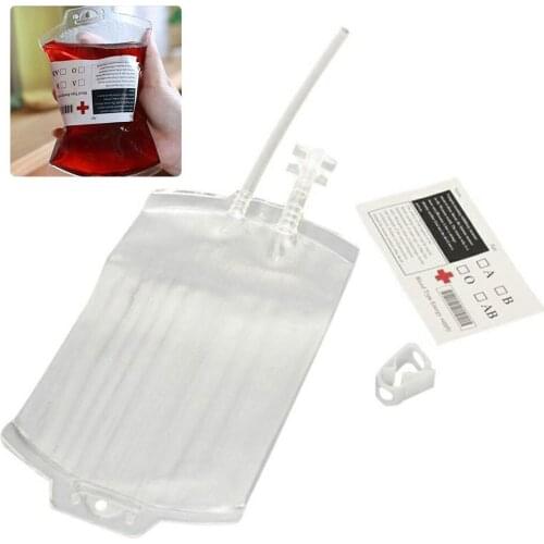 350ml Transparent Clear Medical PVC Material Reusable Blood Energy Drink Bag Halloween Vampire Pouch Props